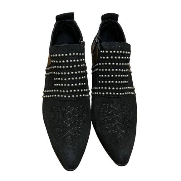 Anine Bing Low Charlie Suede Leather Studded Boot Women Size 37 - Picture 4 of 11